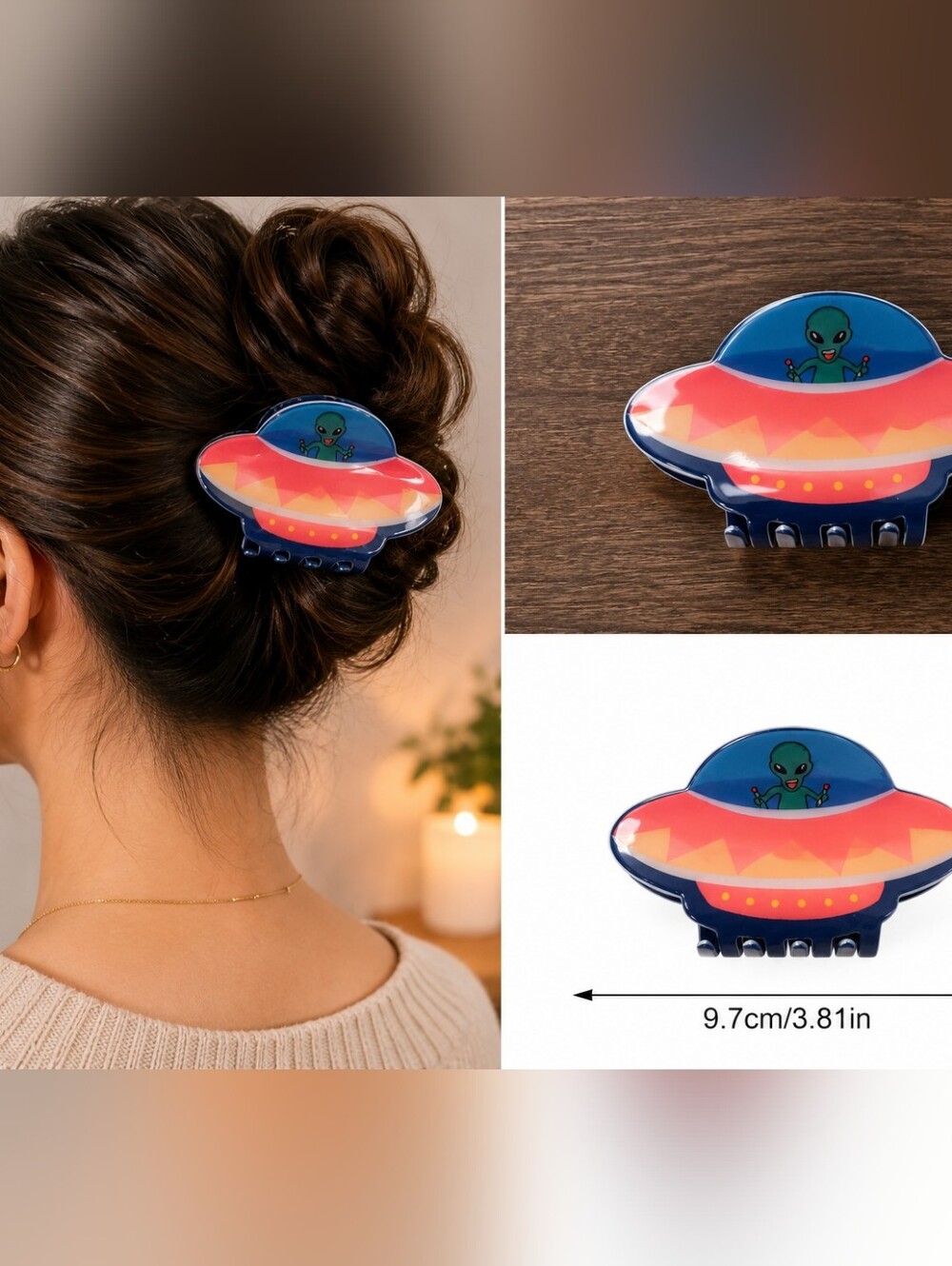 UFO Alien Hair Claw Clip New